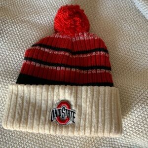 Ohio State Striped Beanie - Red and Cream